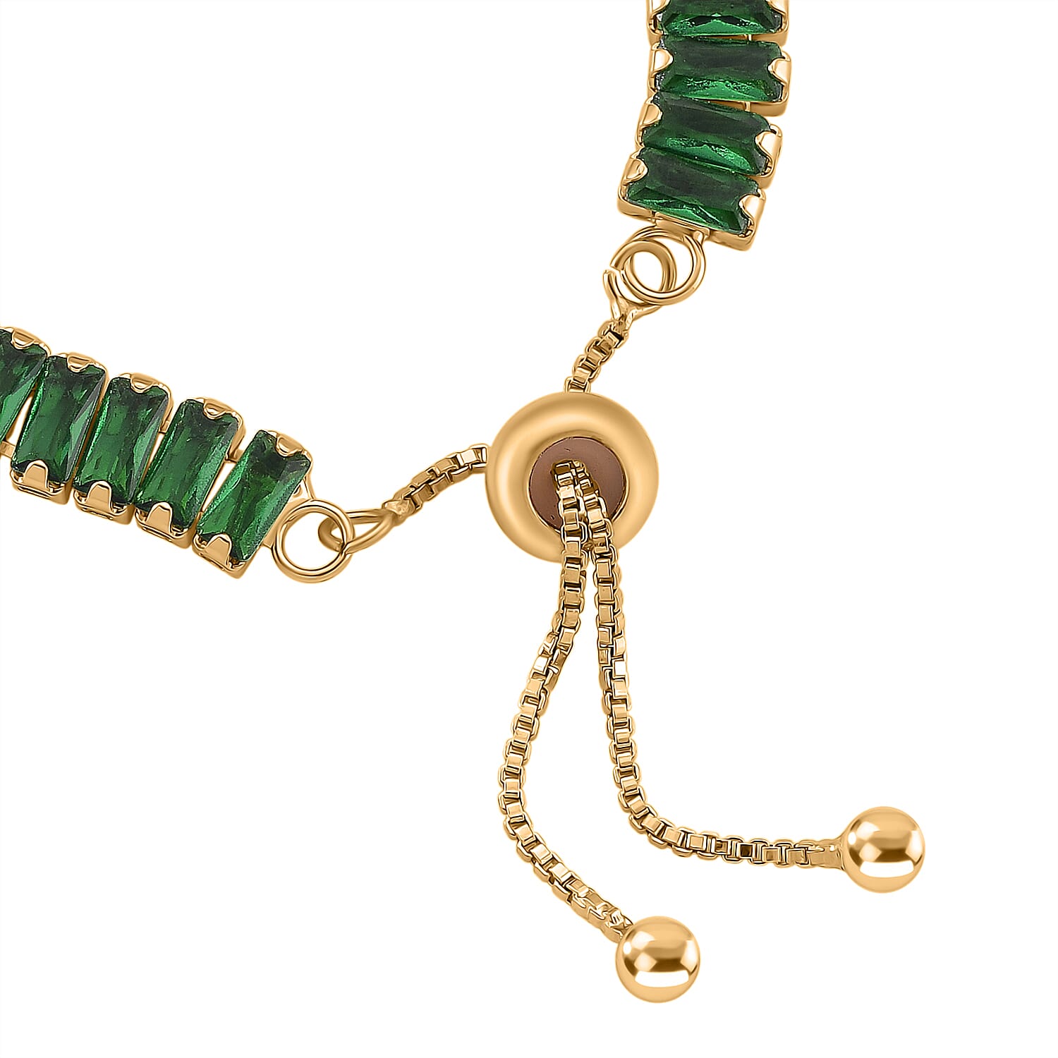 Set of 2 - Austrian Green Crystal Adjustable Bracelet (Size 6.5-9.5) & Earring with Clasp 11.00 Ct.