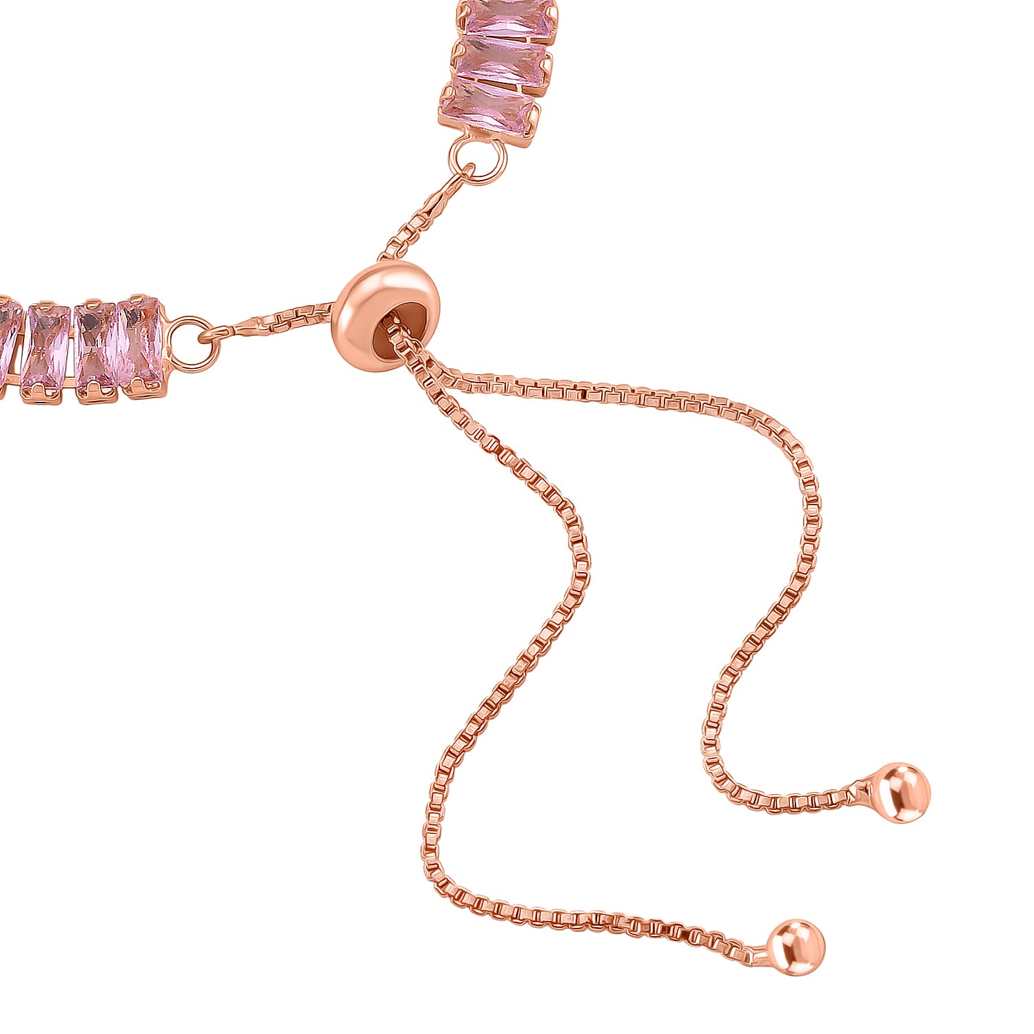 Set of 2 - Pink Cubic Zirconia Adjustable Bracelet (Size 6.5-9.5) & Hoop Earring with Clasp in Rose Gold Tone 20.00 Ct.
