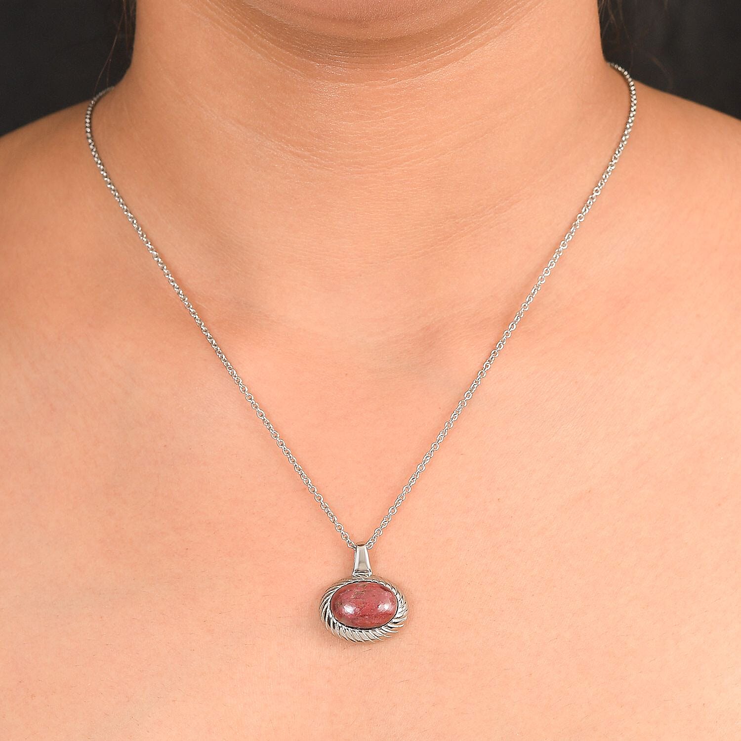 EverTrue Natural Thulite Pendant with Chain (Size 20) 8.36 Ct.