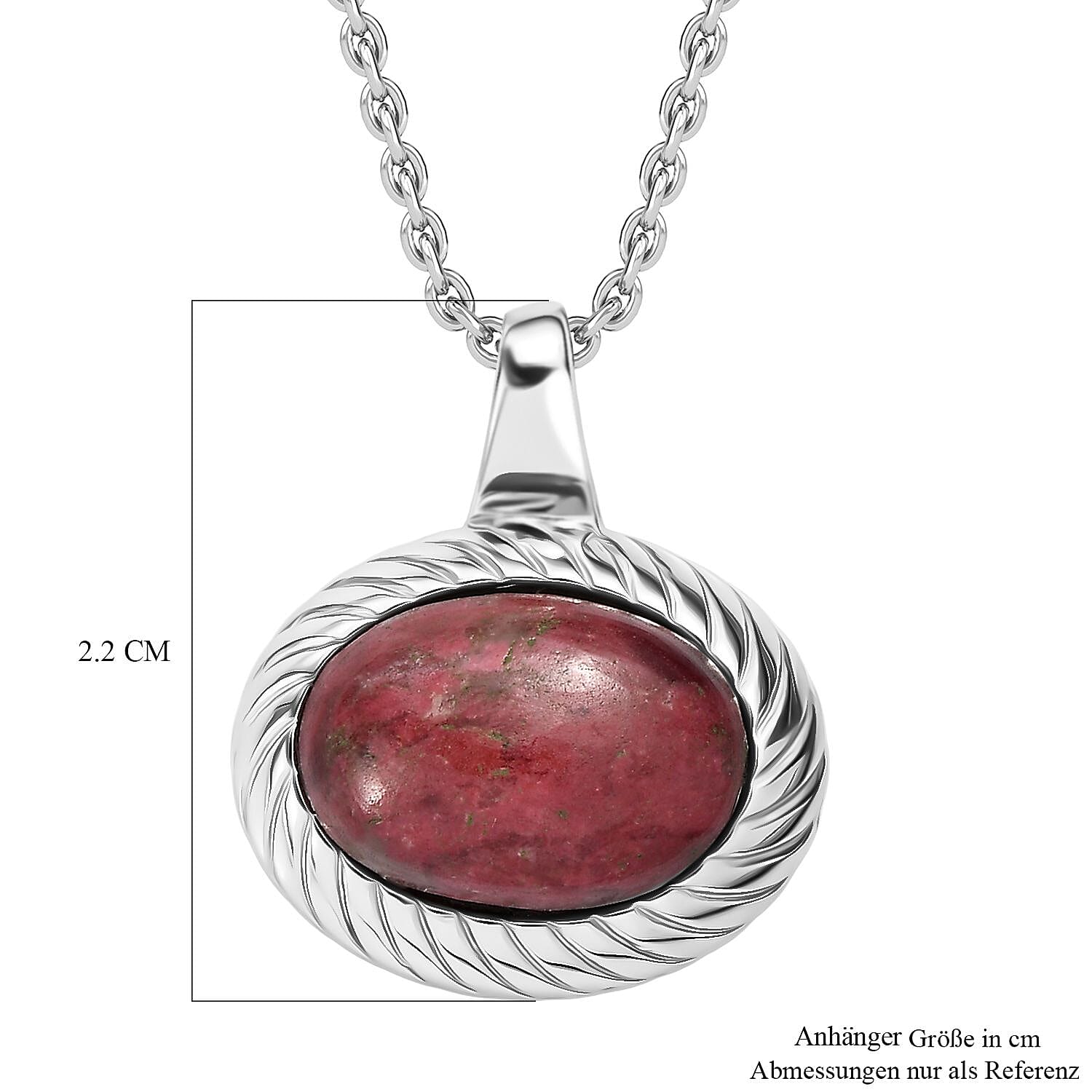 EverTrue Natural Thulite Pendant with Chain (Size 20) 8.36 Ct.