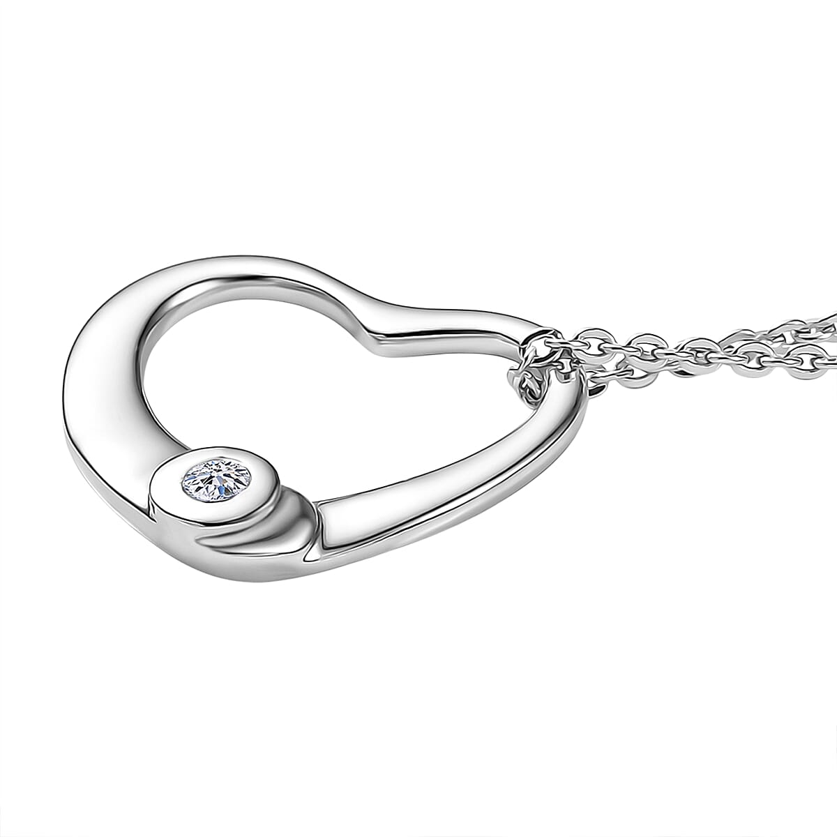 Luxuriant Lab Grown Diamond (SI-GH) Pendant with Chain (Size 20) in Rhodium Overlay Sterling Silver 0.05 Ct.