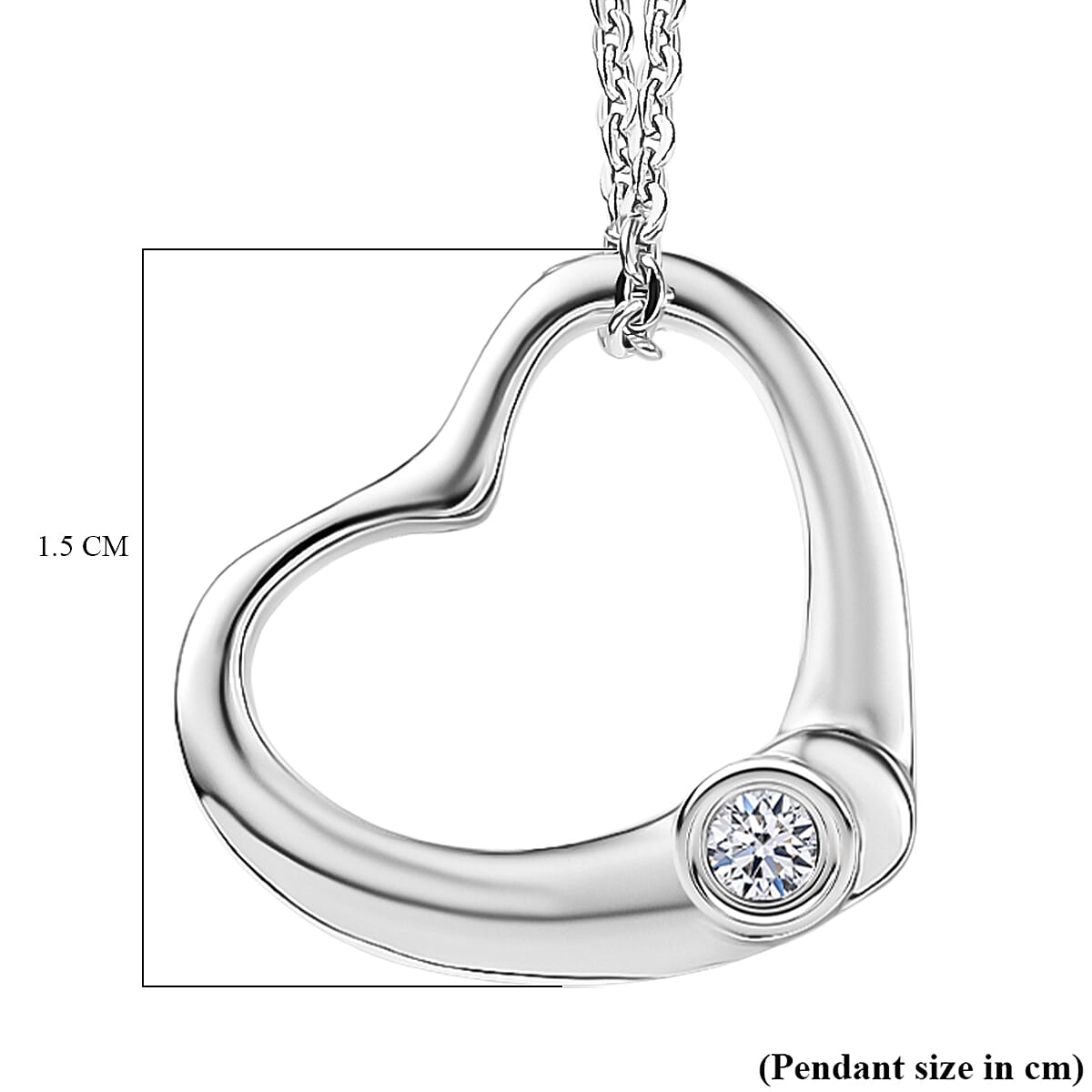 Luxuriant Lab Grown Diamond (SI-GH) Pendant with Chain (Size 20) in Rhodium Overlay Sterling Silver 0.05 Ct.