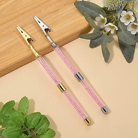 Set of 2 - Austrian Pink Crystal Bracelet Buddies in Yellow Gold & Silver Plated