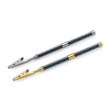 Set of 2 - Austrian Green Crystal Bracelet Buddies in Yellow Gold & Silver Plated