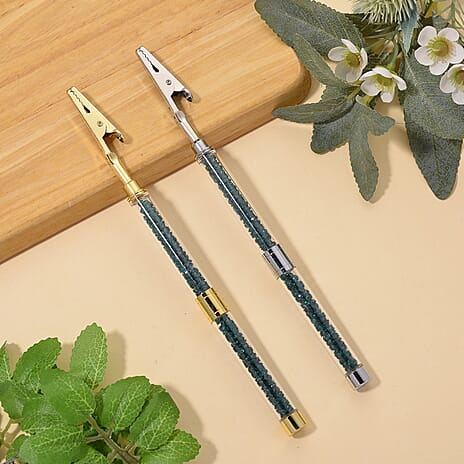 Set of 2 - Austrian Green Crystal Bracelet Buddies in Yellow Gold & Silver Plated