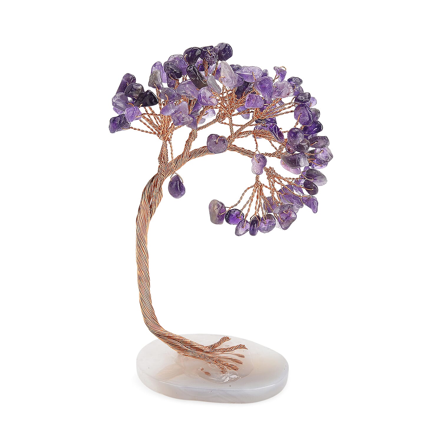 2 Piece Set - Zambian Amethyst Bracelet (Strechable) & Gemstone Tree in Rose Gold Plated 290.00 Ct.