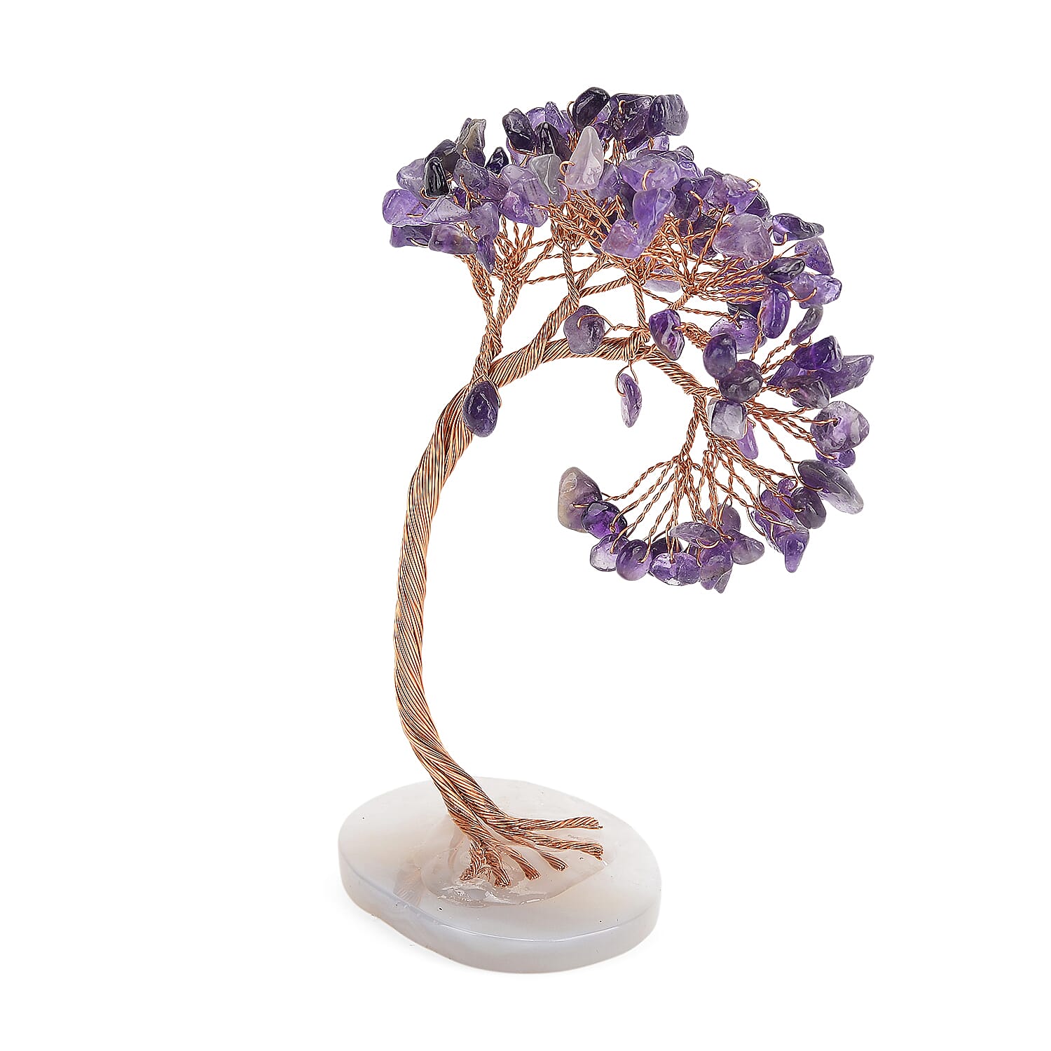 2 Piece Set - Zambian Amethyst Bracelet (Strechable) & Gemstone Tree in Rose Gold Plated 290.00 Ct.