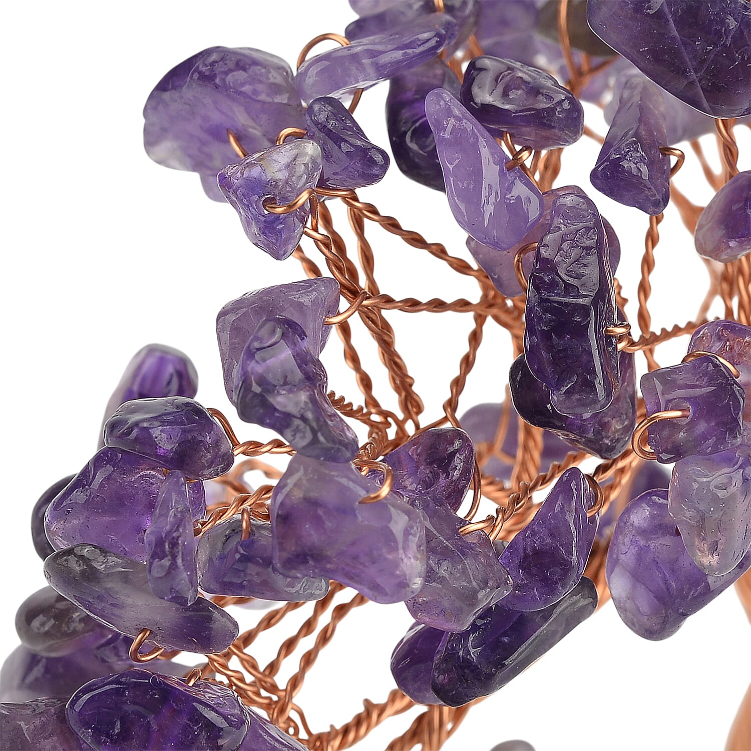 2 Piece Set - Zambian Amethyst Bracelet (Strechable) & Gemstone Tree in Rose Gold Plated 290.00 Ct.