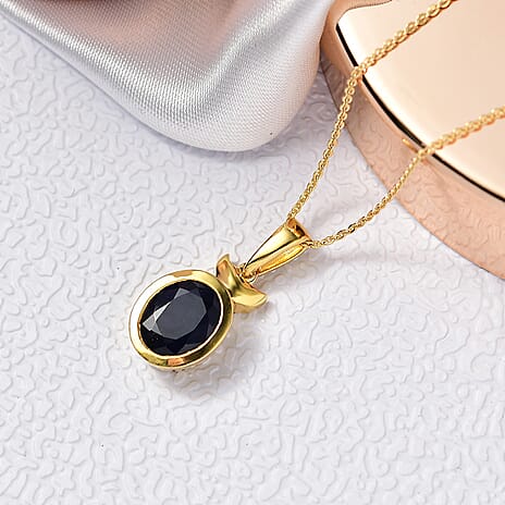 Masoala Sapphire Pendant with Chain (Size 20) in Yellow Gold Plated Sterling Silver 3.90 Ct.