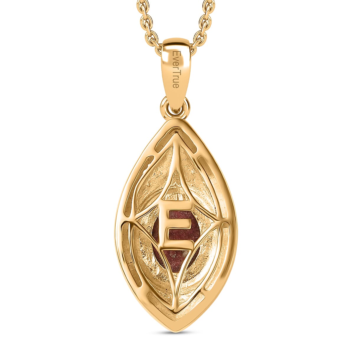 EverTrue Natural Thulite Pendant with Chain (Size 20) in Yellow Gold Plated 2.35 Ct.