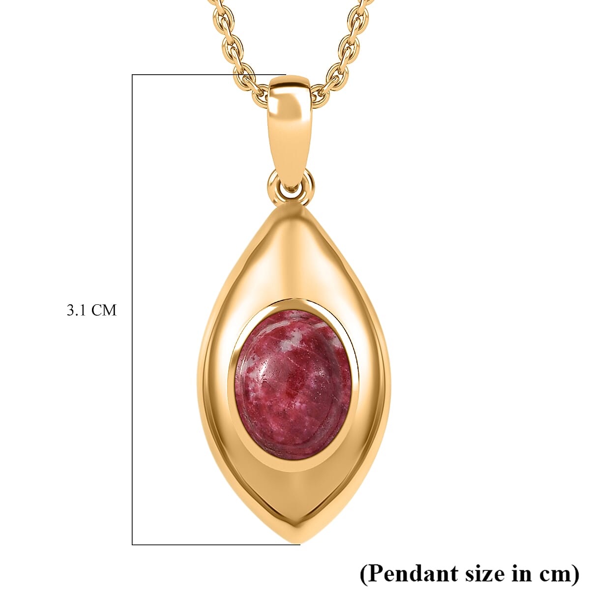 EverTrue Natural Thulite Pendant with Chain (Size 20) in Yellow Gold Plated 2.35 Ct.