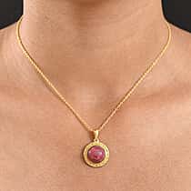 EverTrue Natural Thulite Pendant with Chain (Size 20) in Yellow Gold Plated 7.84 Ct.