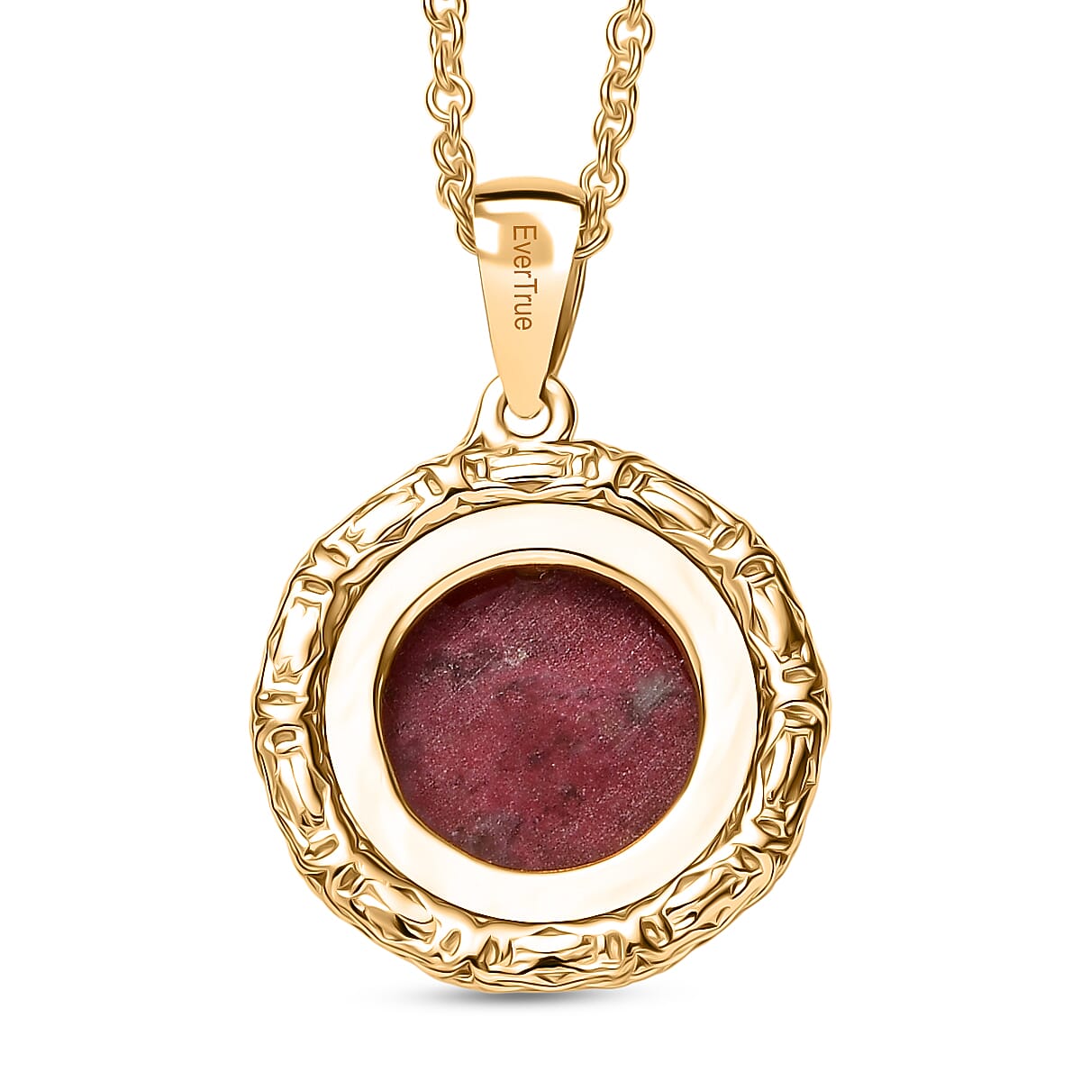 EverTrue Natural Thulite Pendant with Chain (Size 20) in Yellow Gold Plated 7.84 Ct.