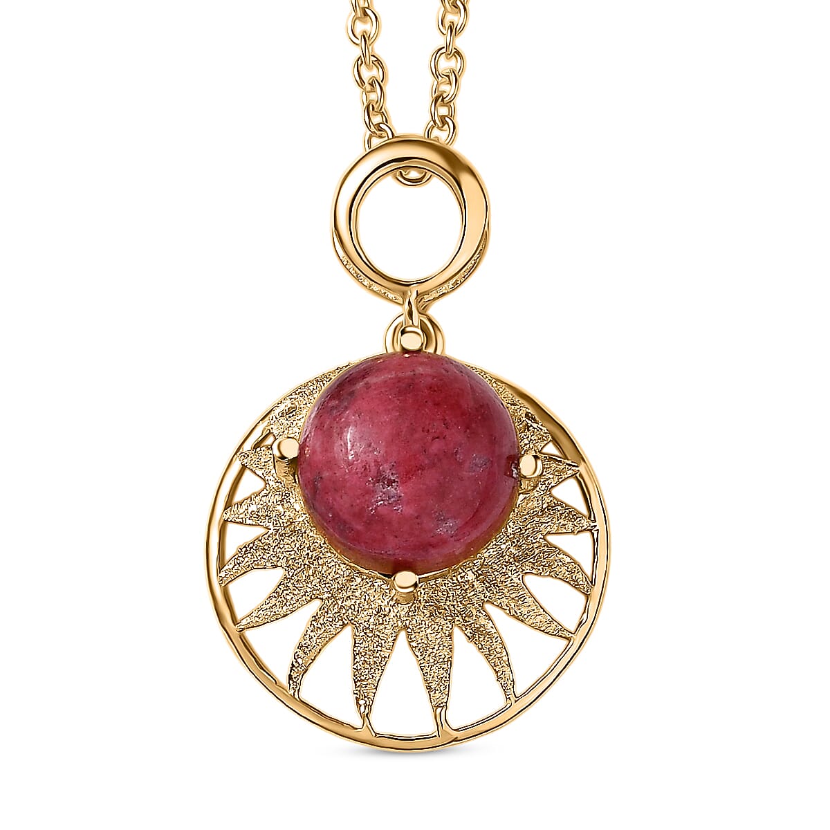 EverTrue Natural Thulite Pendant with Chain (Size 20) in Yellow Gold Plated 5.08 Ct.