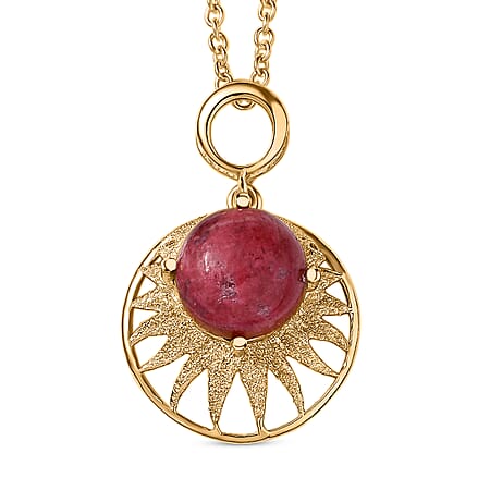 EverTrue Natural Thulite Pendant with Chain (Size 20) in Yellow Gold Plated 5.08 Ct.