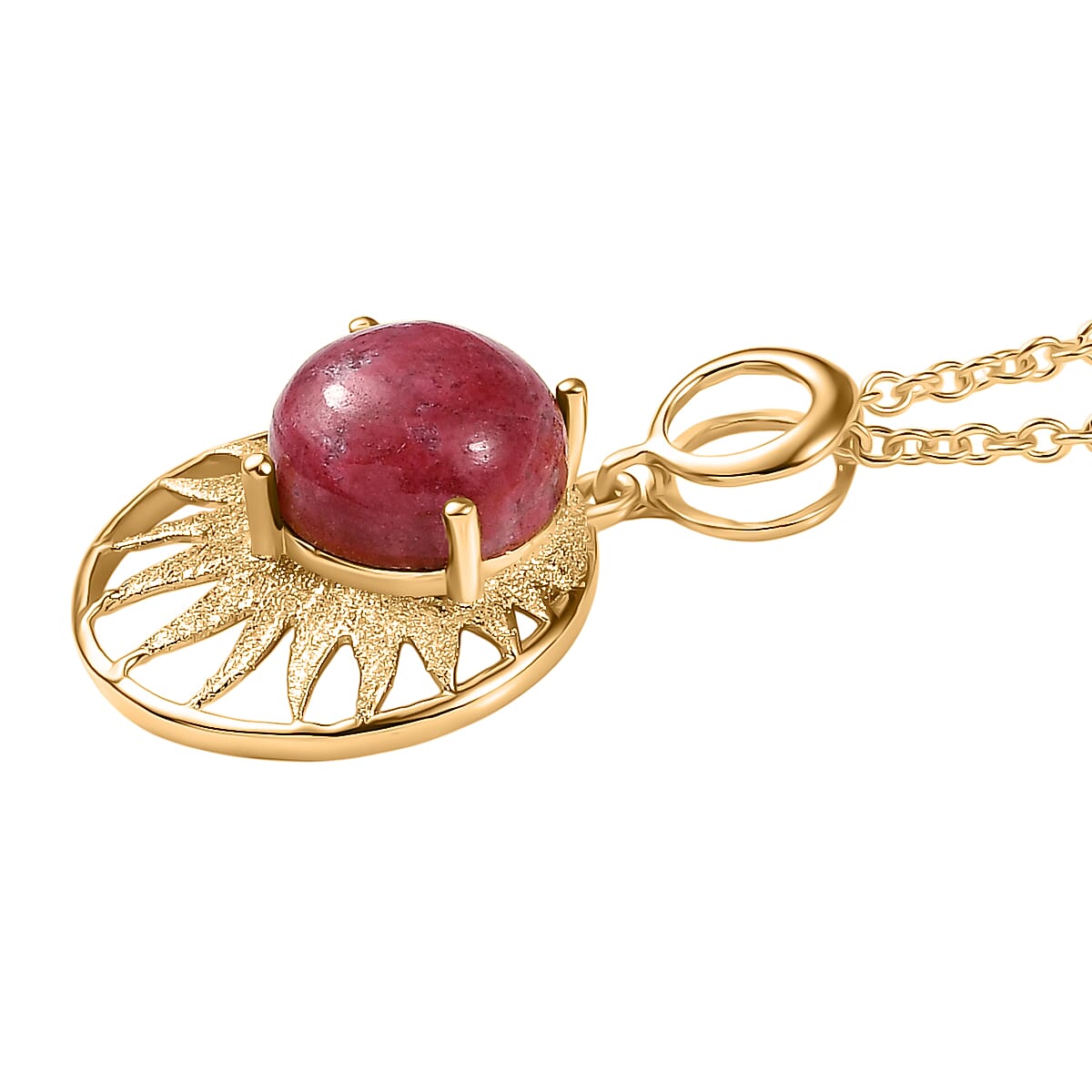 EverTrue Natural Thulite Pendant with Chain (Size 20) in Yellow Gold Plated 5.08 Ct.
