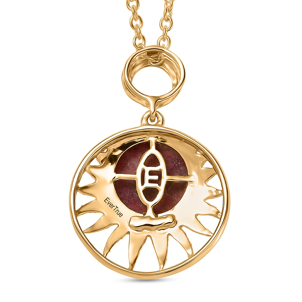 EverTrue Natural Thulite Pendant with Chain (Size 20) in Yellow Gold Plated 5.08 Ct.
