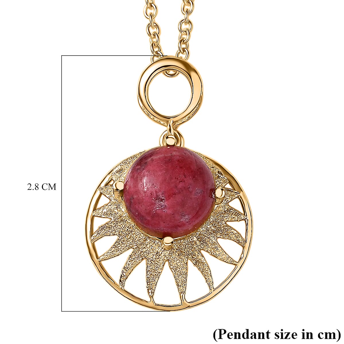 EverTrue Natural Thulite Pendant with Chain (Size 20) in Yellow Gold Plated 5.08 Ct.