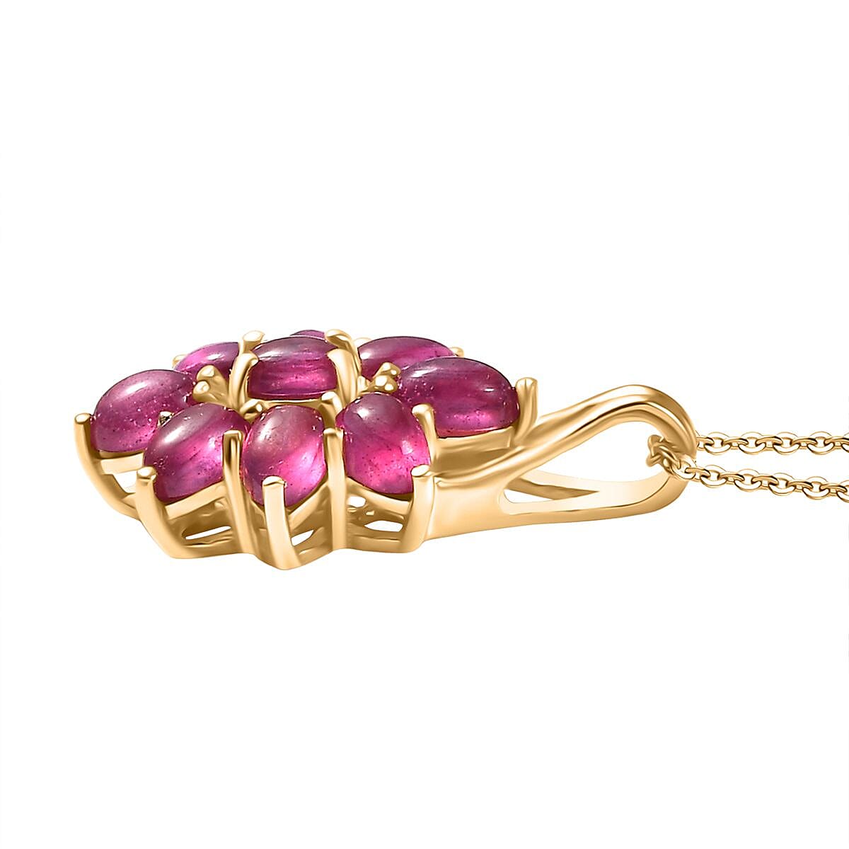 D'Joy Fissure Filled Ruby Pendant with Chain (Size 20) in Yellow Gold Plated Sterling Silver 3.56 Ct.