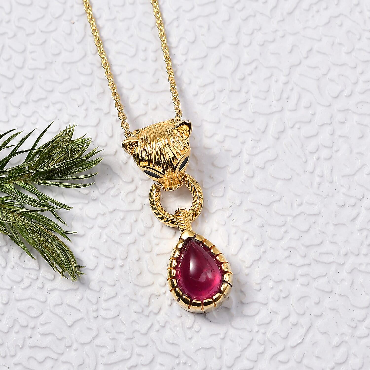 D'Joy Cabo Delgado Ruby Pendant with Chain (Size 20) in Yellow Gold Plated Sterling Silver 1.82 Ct.