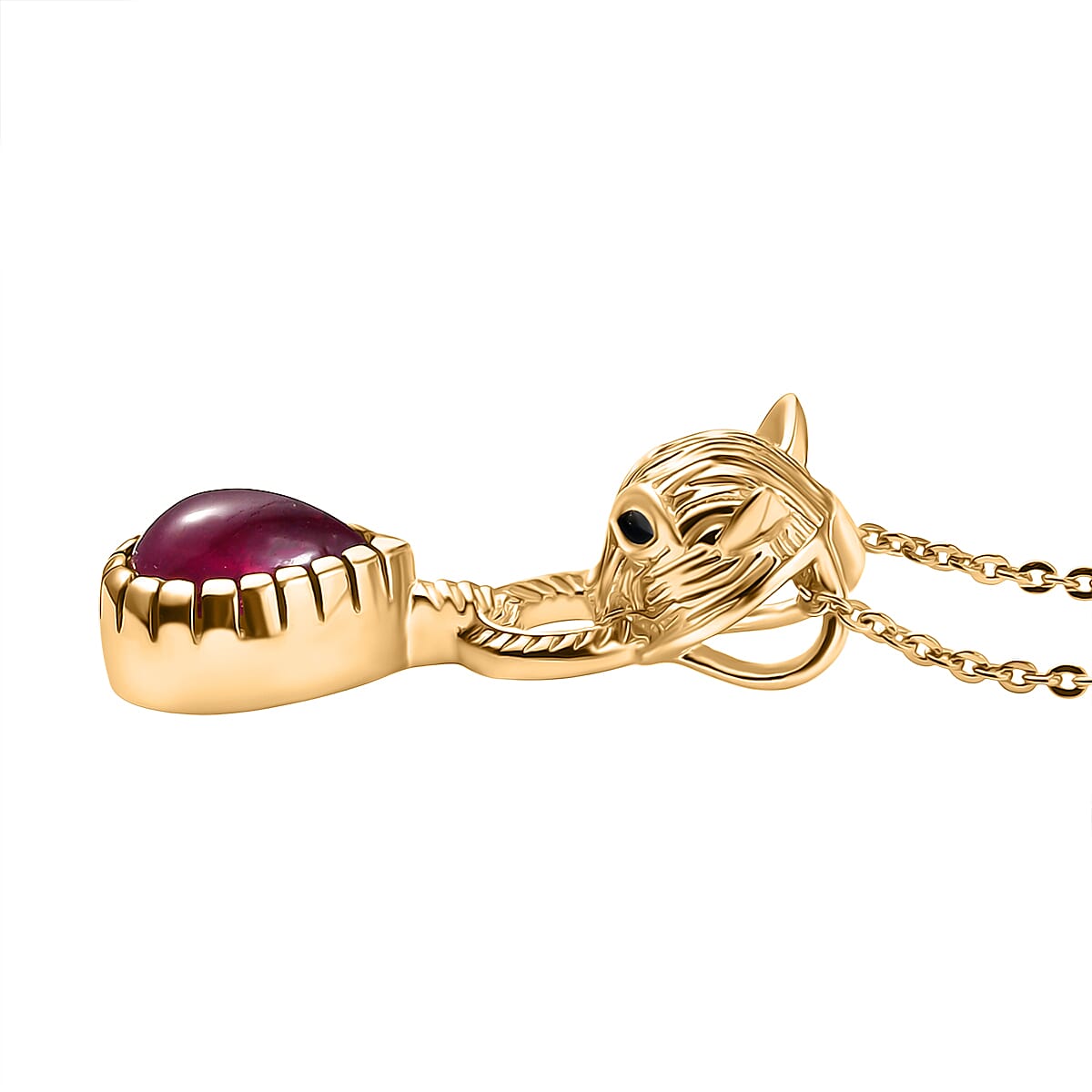 D'Joy Cabo Delgado Ruby Pendant with Chain (Size 20) in Yellow Gold Plated Sterling Silver 1.82 Ct.