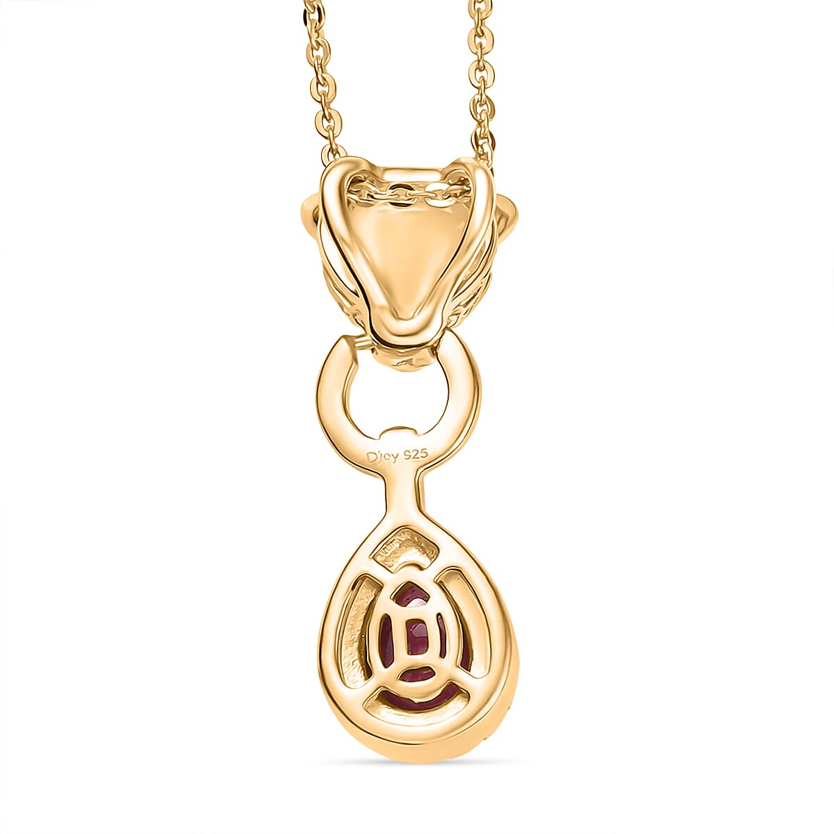 D'Joy Cabo Delgado Ruby Pendant with Chain (Size 20) in Yellow Gold Plated Sterling Silver 1.82 Ct.