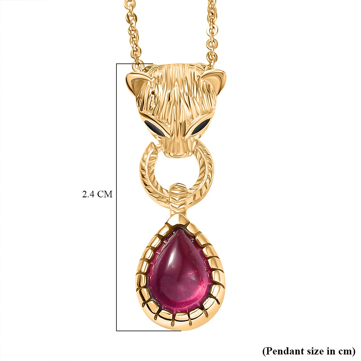 D'Joy Cabo Delgado Ruby Pendant with Chain (Size 20) in Yellow Gold Plated Sterling Silver 1.82 Ct.