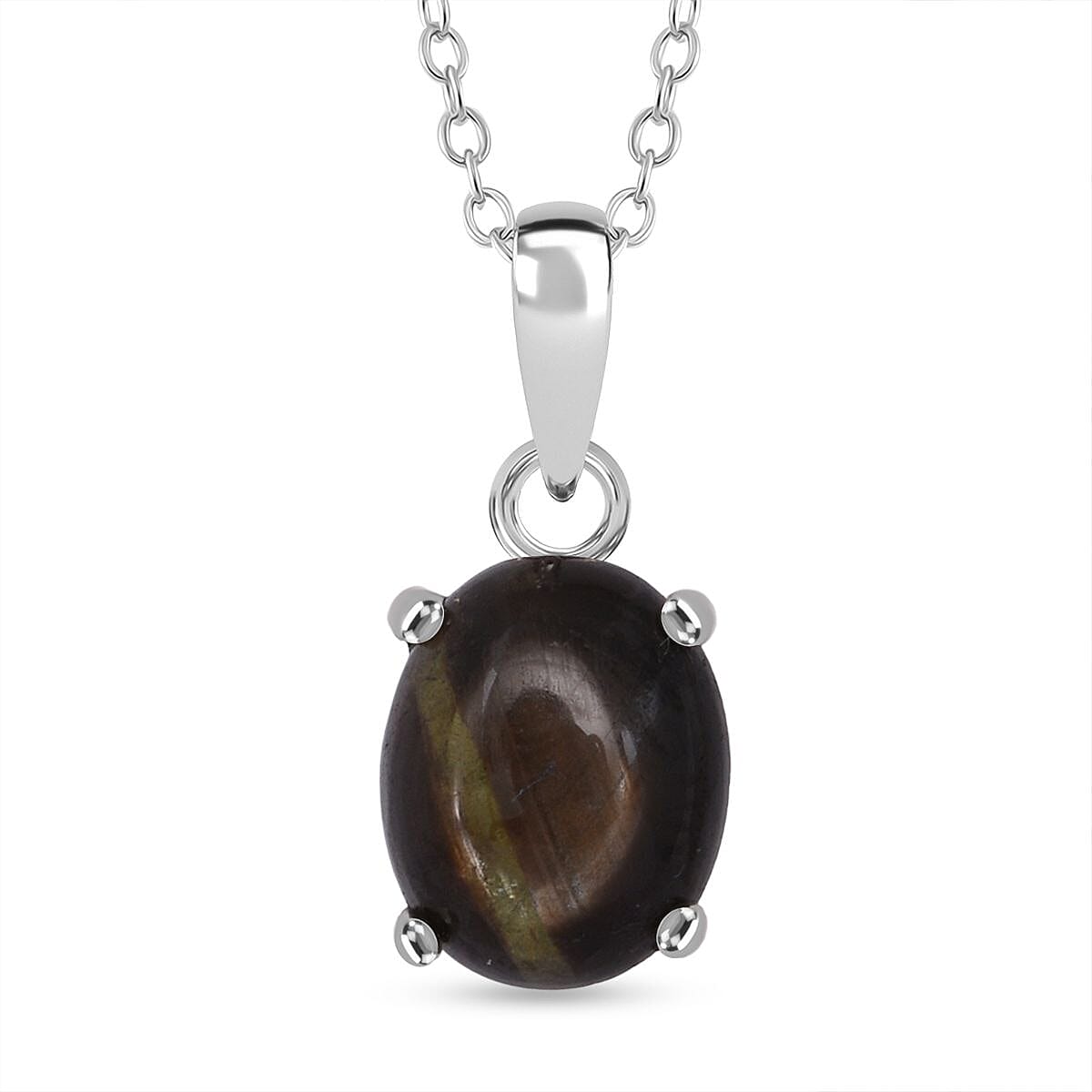 Chantaburi  Black Star Sapphire Pendant with Chain (Size 20) in Rhodium Overlay Sterling Silver 4.69 Ct.