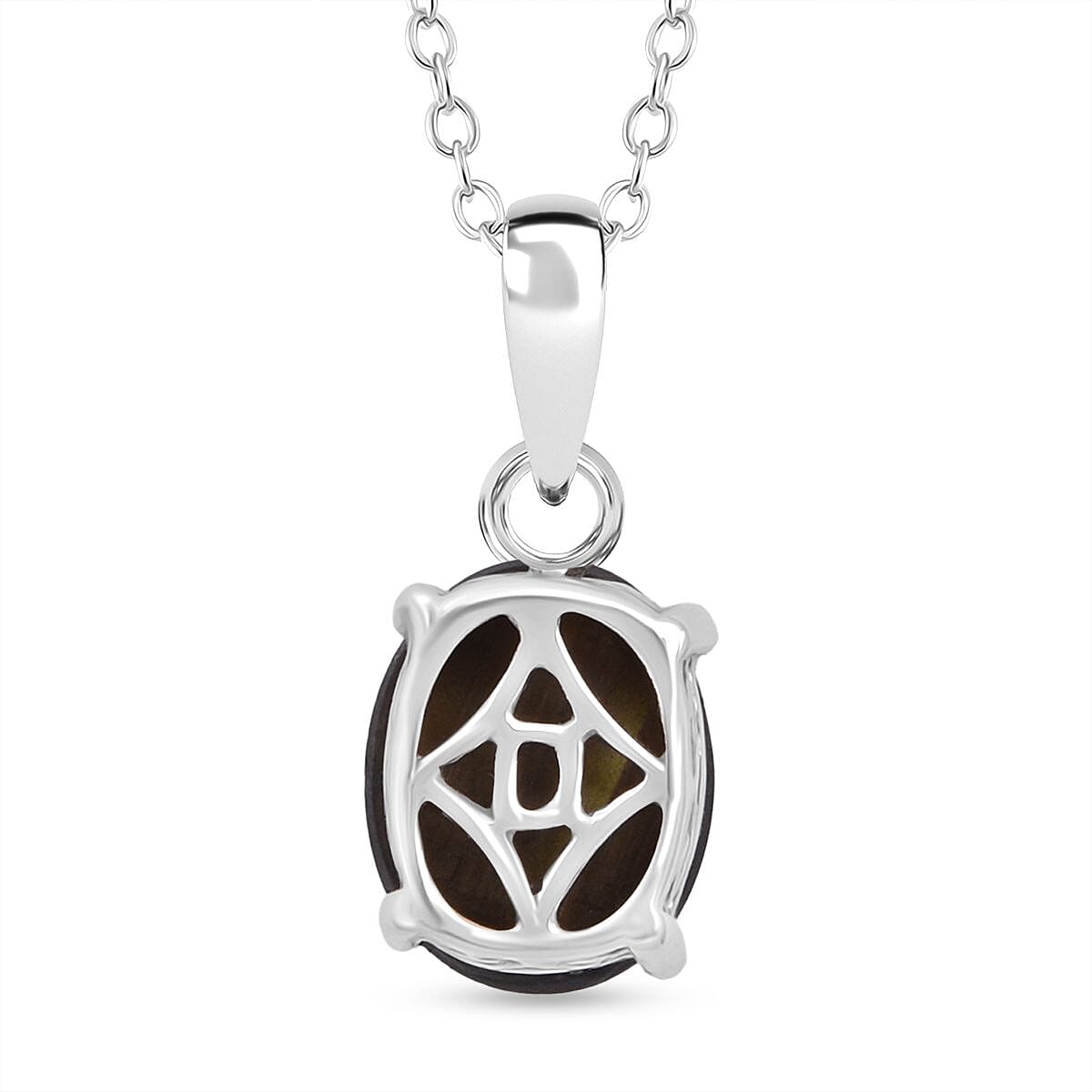 Chantaburi  Black Star Sapphire Pendant with Chain (Size 20) in Rhodium Overlay Sterling Silver 4.69 Ct.