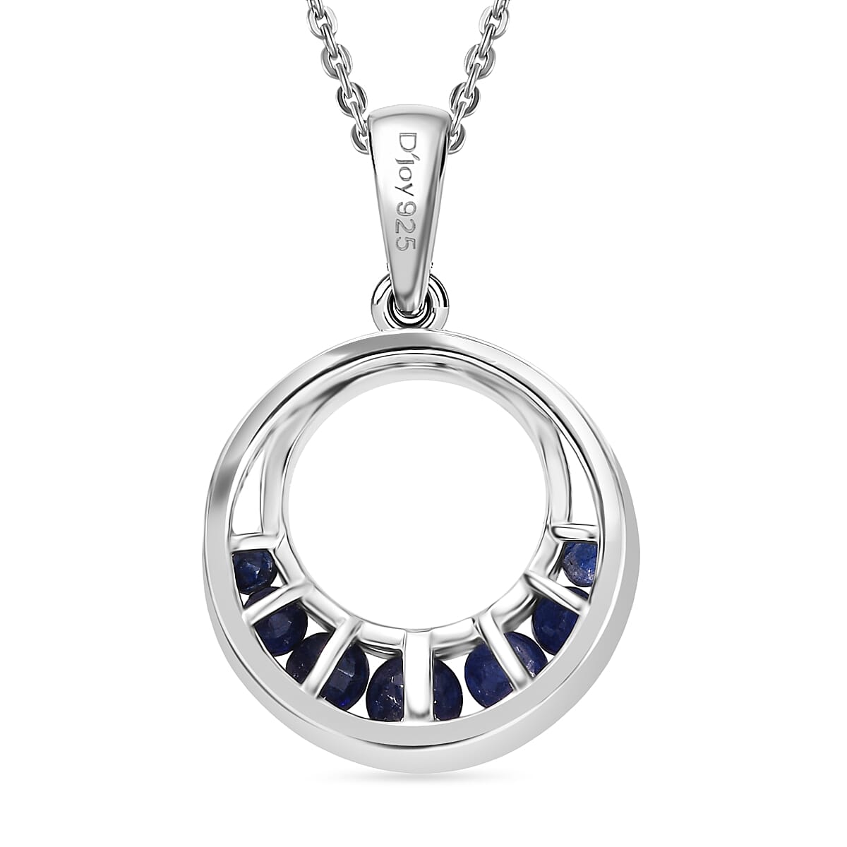 Masoala Sapphire Pendant with Chain (Size 20) in Rhodium Overlay Sterling Silver 1.01 Ct, Silver Wt. 5.09 Gms.