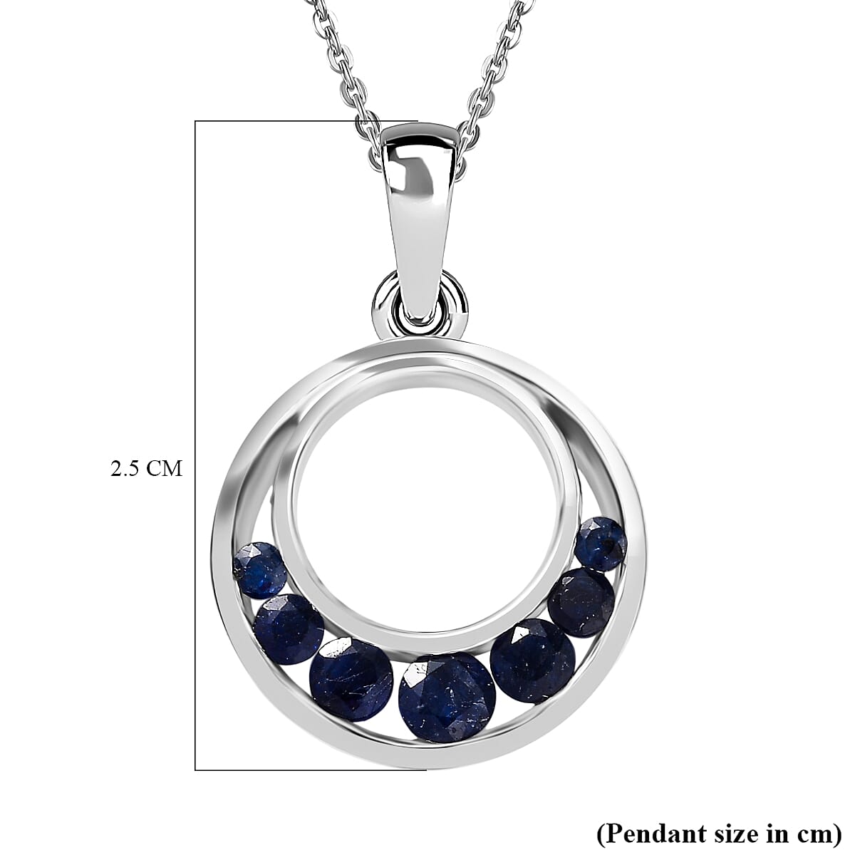 Masoala Sapphire Pendant with Chain (Size 20) in Rhodium Overlay Sterling Silver 1.01 Ct, Silver Wt. 5.09 Gms.