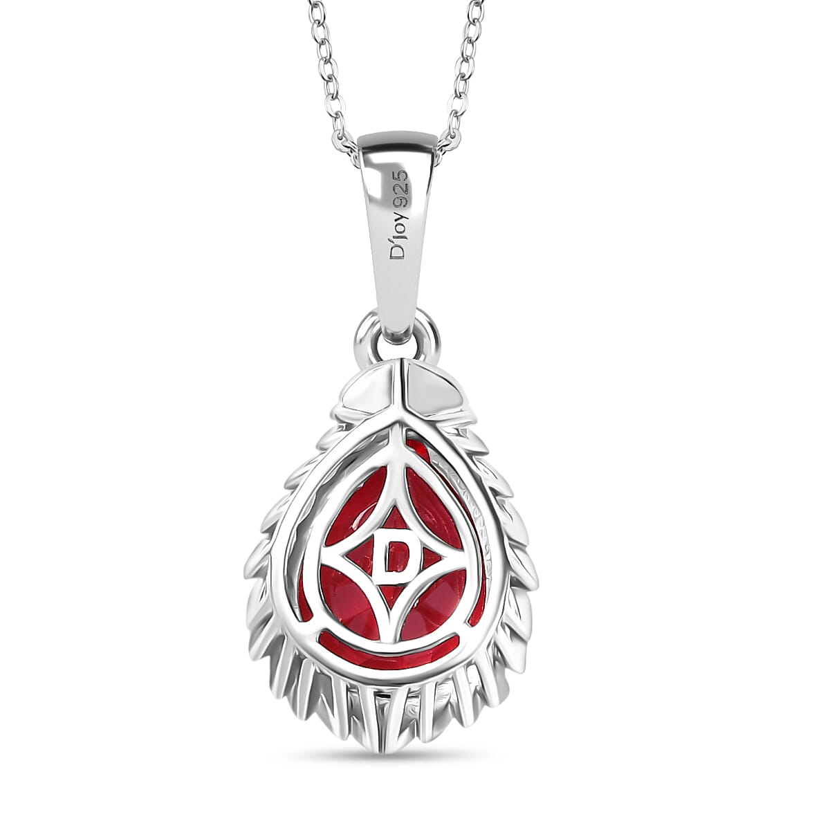 D'Joy Lab Grown Padparadscha Sapphire Pendant with Chain (Size 20) in Platinum Overlay Sterling Silver 5.65 Ct.
