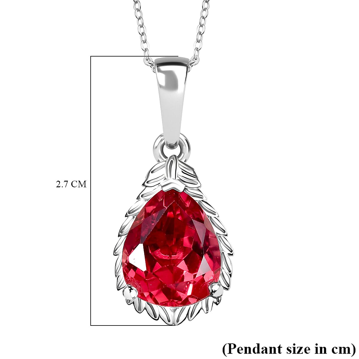 D'Joy Lab Grown Padparadscha Sapphire Pendant with Chain (Size 20) in Platinum Overlay Sterling Silver 5.65 Ct.