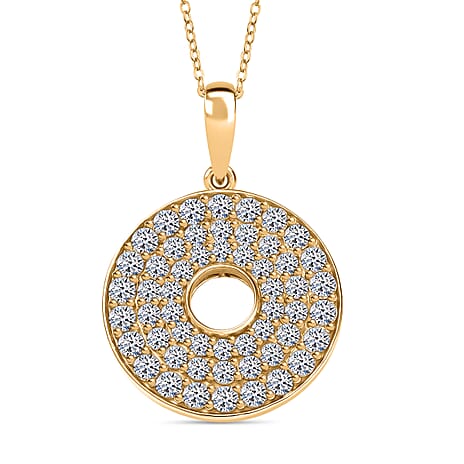 Lab Grown Diamond Pendant with Cable Chain CL-35 (Size 18) in 18K YG Vermeil Sterling Silver 1.31 ct  Silver Wt. 5.57 Gms  1.522  Ct.