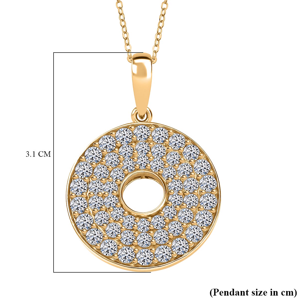 Lab Grown Diamond Pendant with Cable Chain CL-35 (Size 18) in 18K YG Vermeil Sterling Silver 1.31 ct  Silver Wt. 5.57 Gms  1.522  Ct.