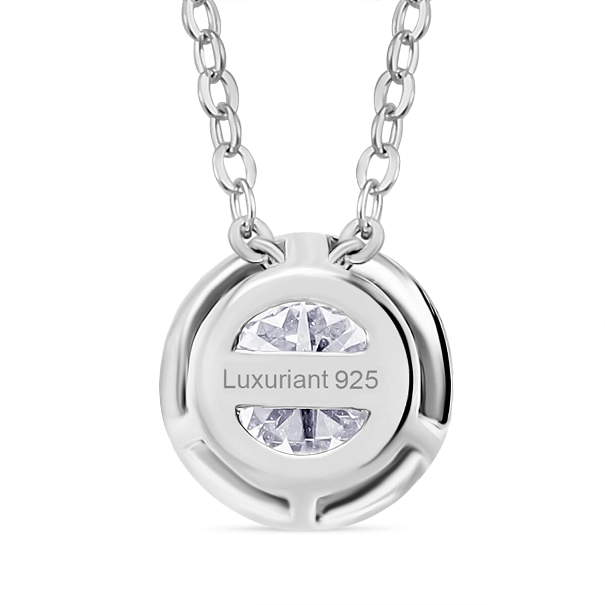 Lab Grown Diamond (SI-GH) Pendant with Chain (Size 20) in Rhodium Overlay Sterling Silver