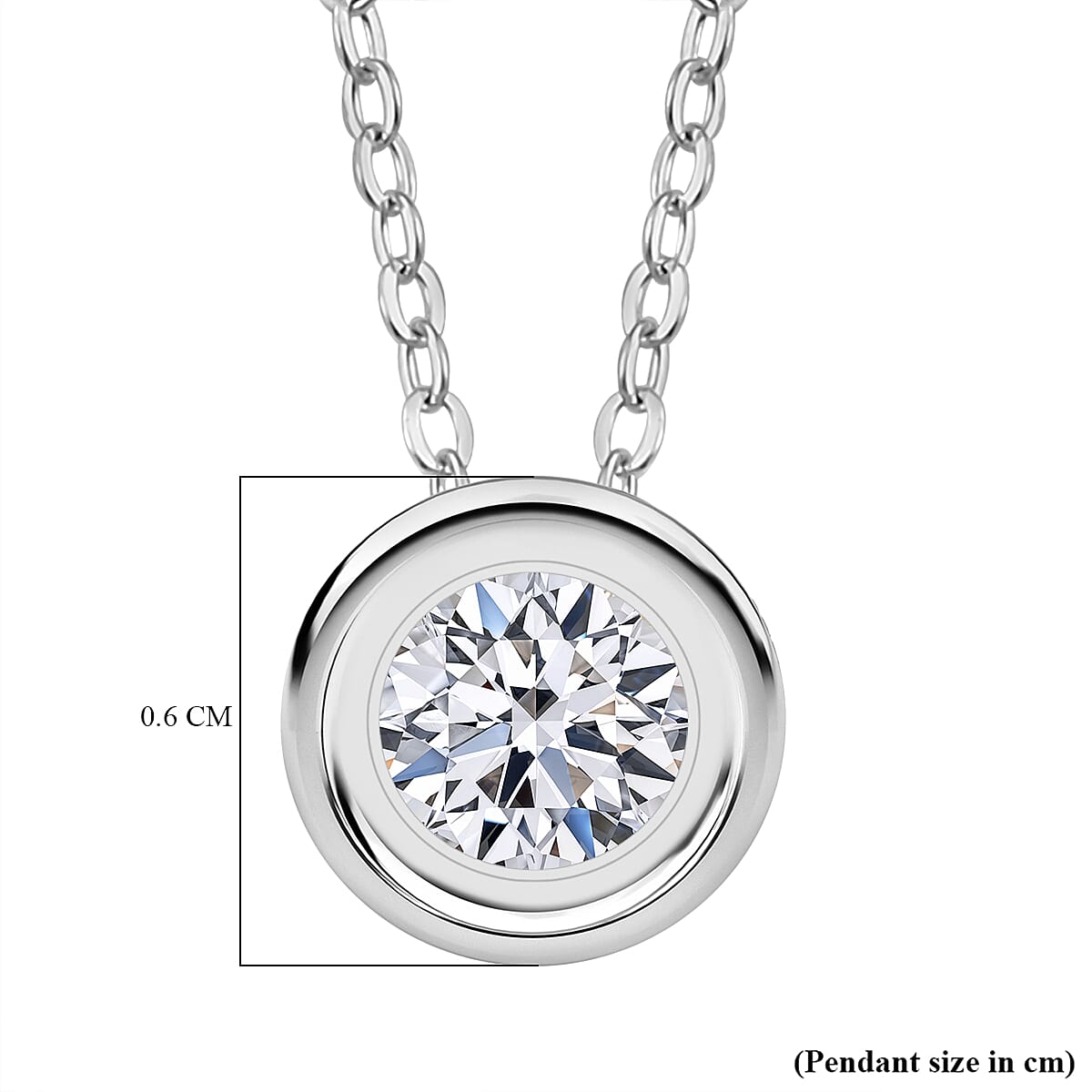 Lab Grown Diamond (SI-GH) Pendant with Chain (Size 20) in Rhodium Overlay Sterling Silver