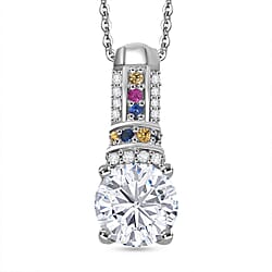 D'joy 1.7 Ct. Moissanite Solitaire set(cp) in Rhodium Sterling Silver