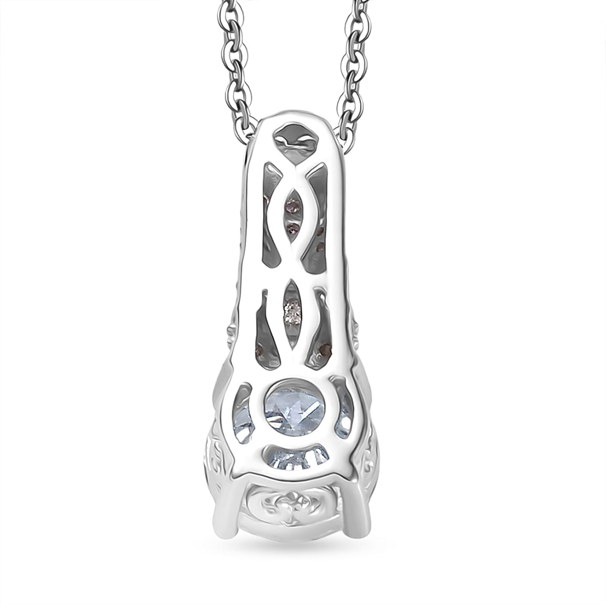D'Joy Moissanite & Multi Sapphire Pendant with Chain (Size 20) in Rhodium Overlay Sterling Silver 1.67 Ct.