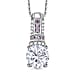 D'Joy Moissanite and Multi Sapphire Pendant with Chain (Size 20) in Rhodium Overlay Sterling Silver 1.67 Ct.