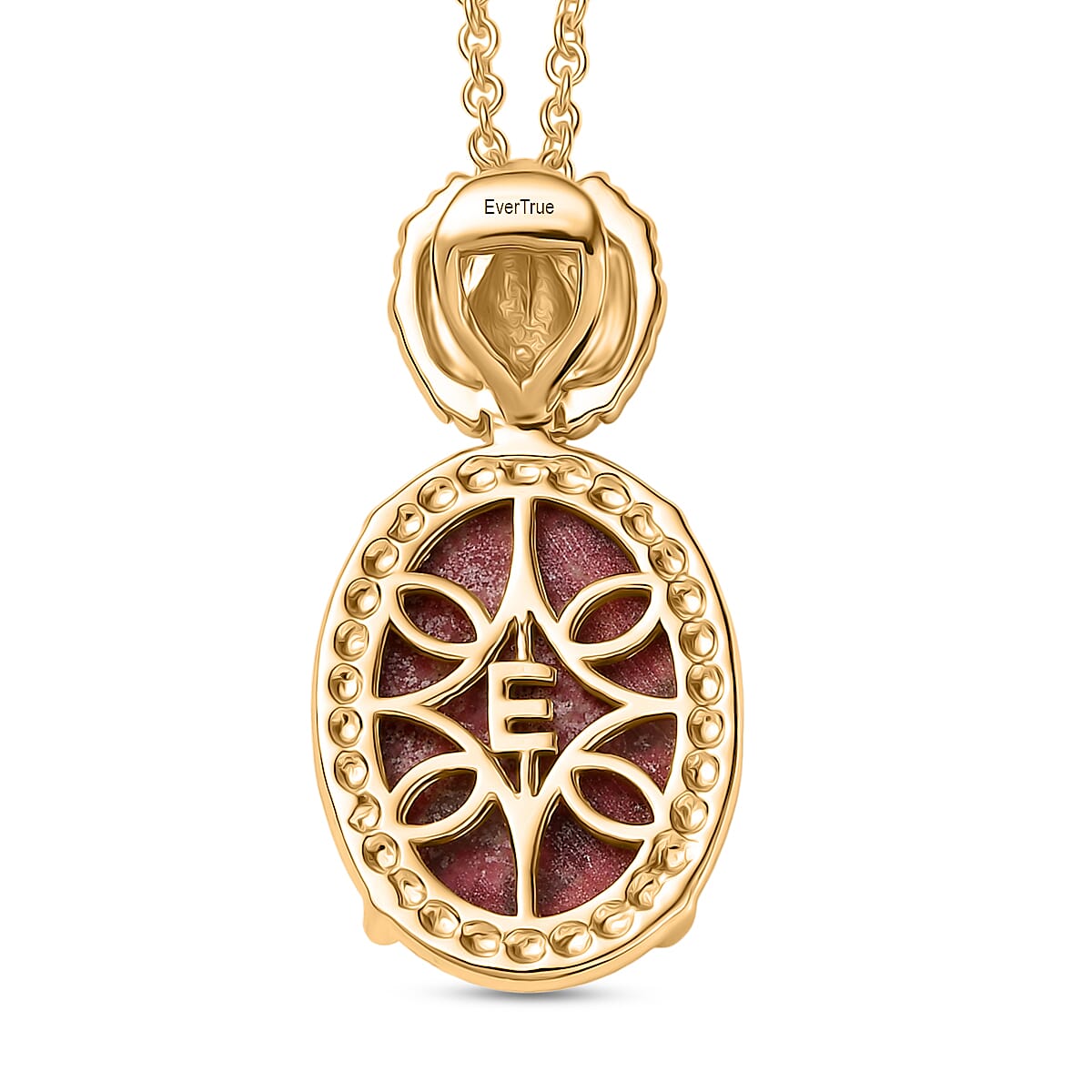 EverTrue Natural Thulite Pendant with Chain (Size 20) in Yellow Gold Plated 15.69 Ct.