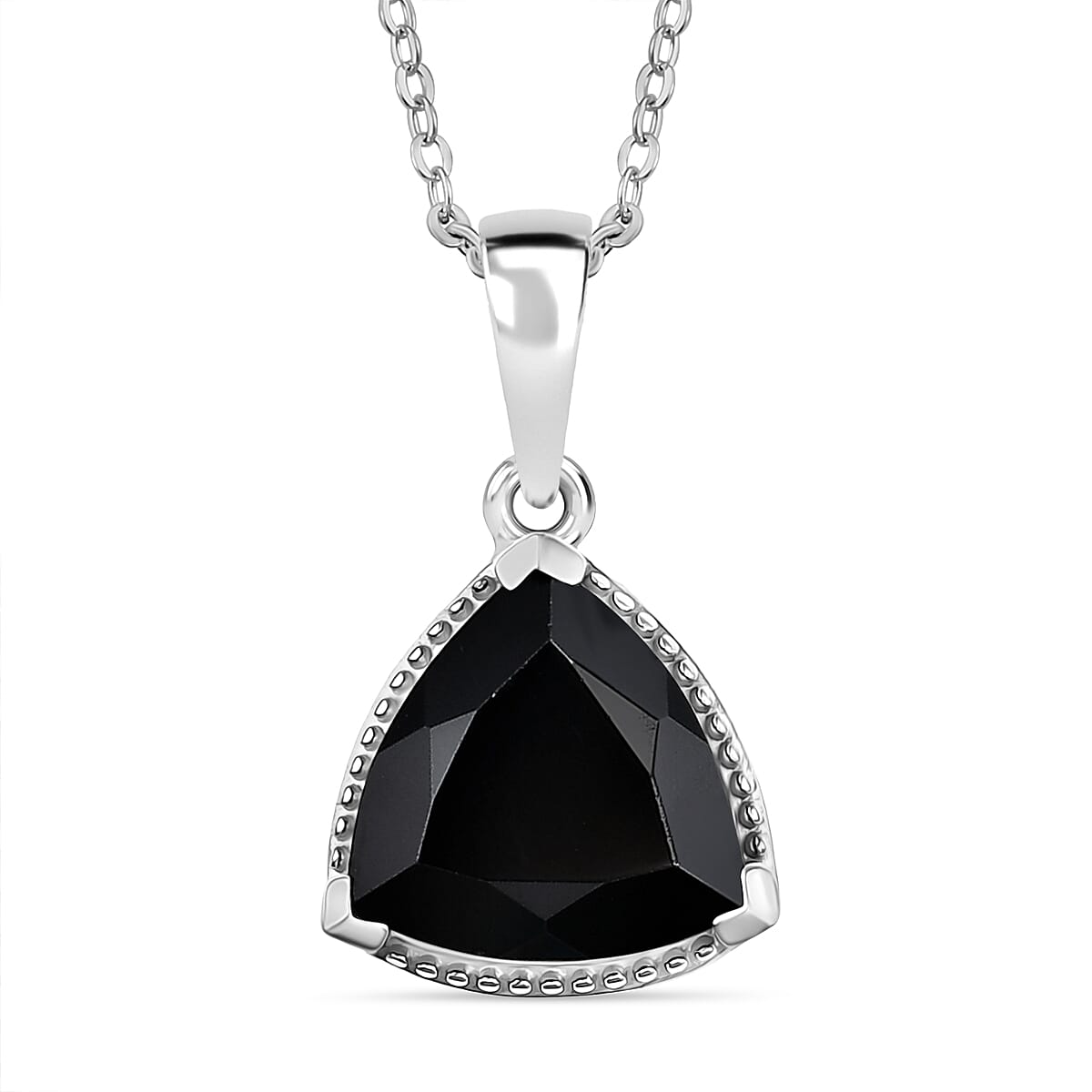 Black Spinel Pendant with Chain (Size 20) in Platinum Overlay Sterling Silver 2.98 Ct.
