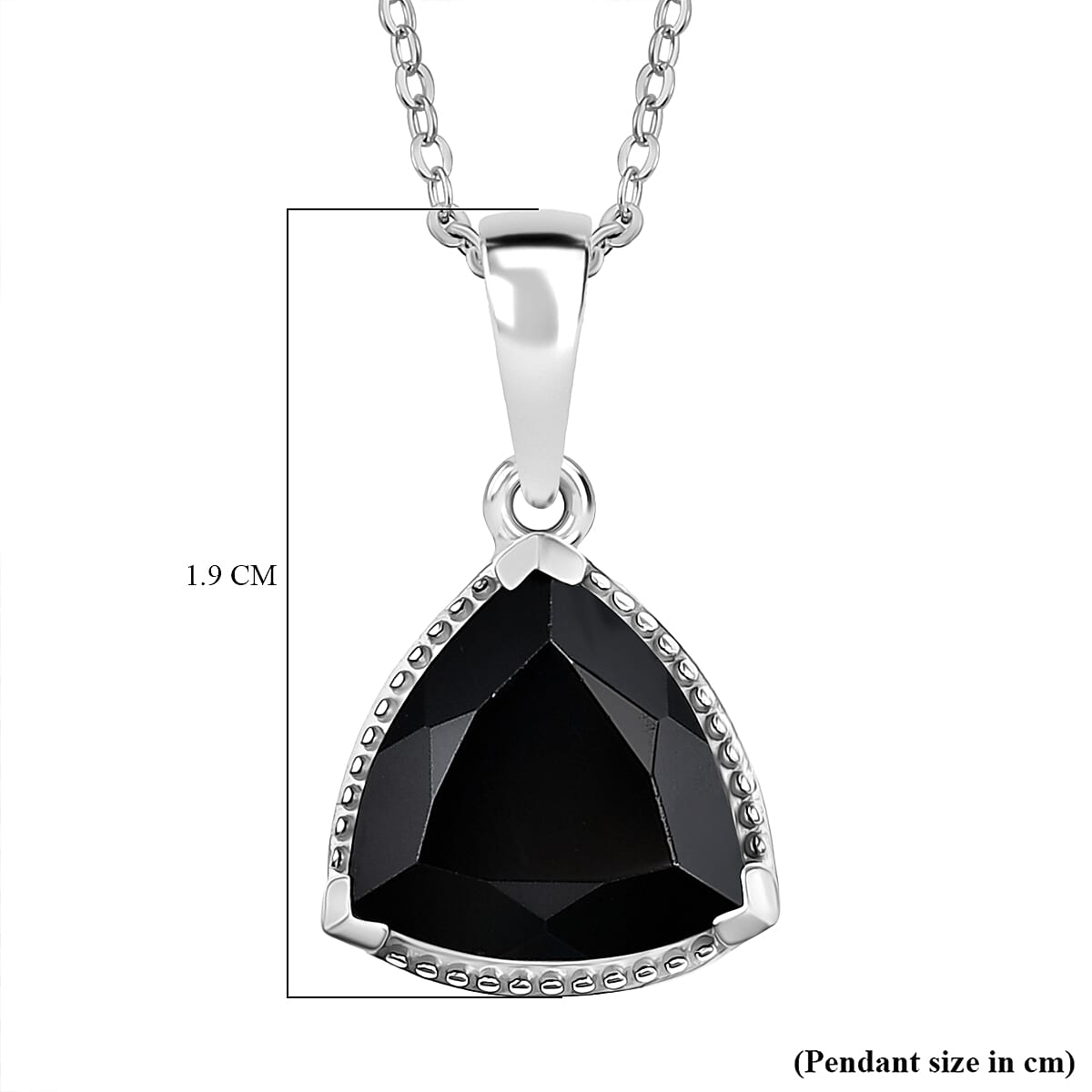 Black Spinel Pendant with Chain (Size 20) in Platinum Overlay Sterling Silver 2.98 Ct.