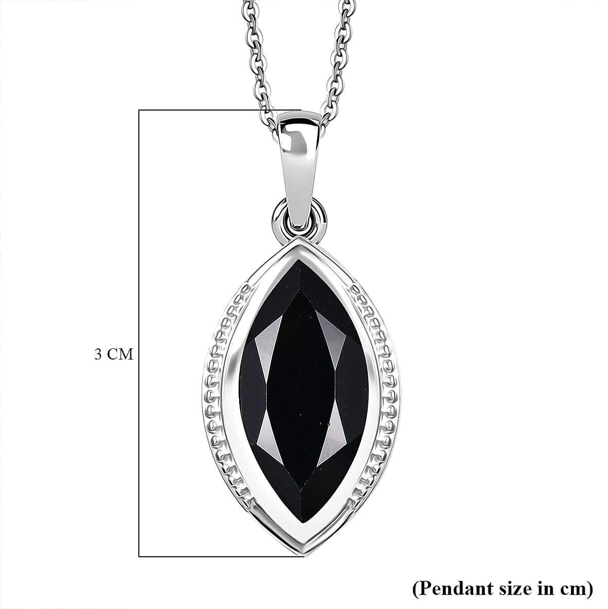 D'Joy Natural Thai Black Spinel Pendant with Chain (Size 20) in Platinum Overlay Sterling Silver 6.71 Ct.