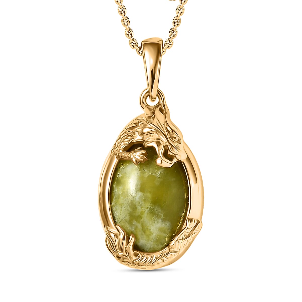 EverTrue Connemara Marble Dragon Pendant with Chain (Size - 20) 6.30 Ct.