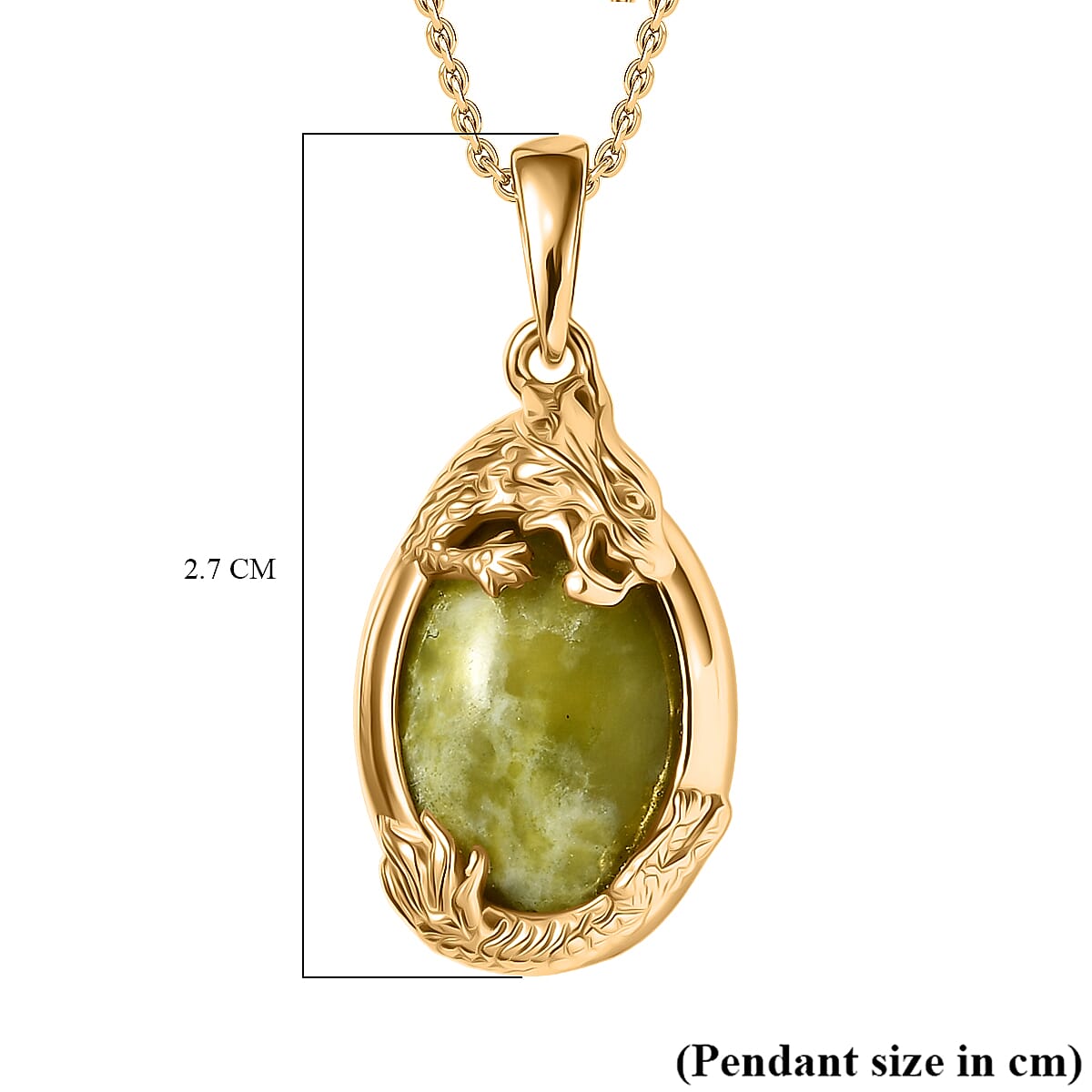 EverTrue Connemara Marble Dragon Pendant with Chain (Size - 20) 6.30 Ct.