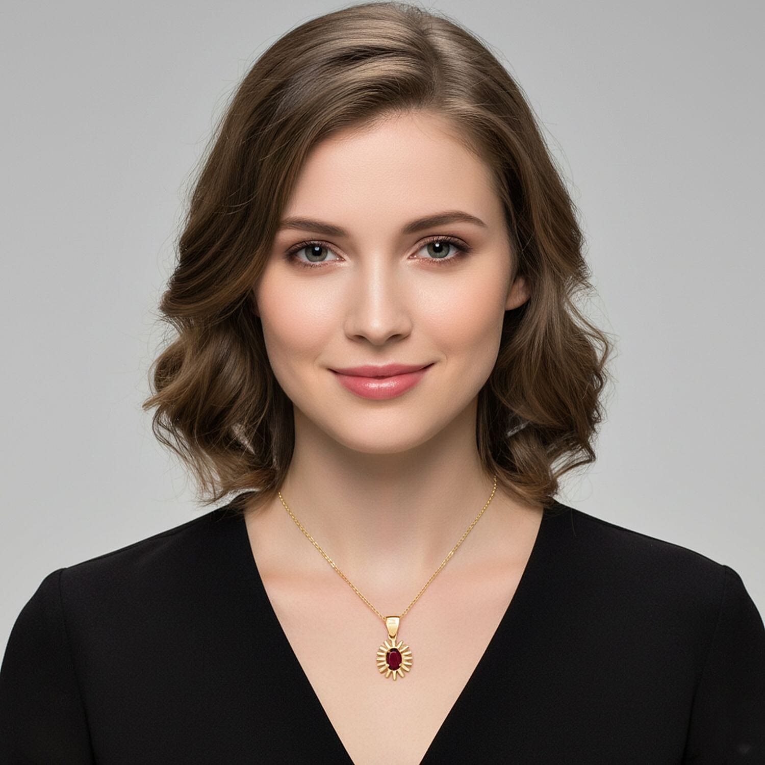 D'Joy African Ruby Pendant with Chain (Size 20) in Yellow Gold Plated Sterling Silver 1.05 Ct.