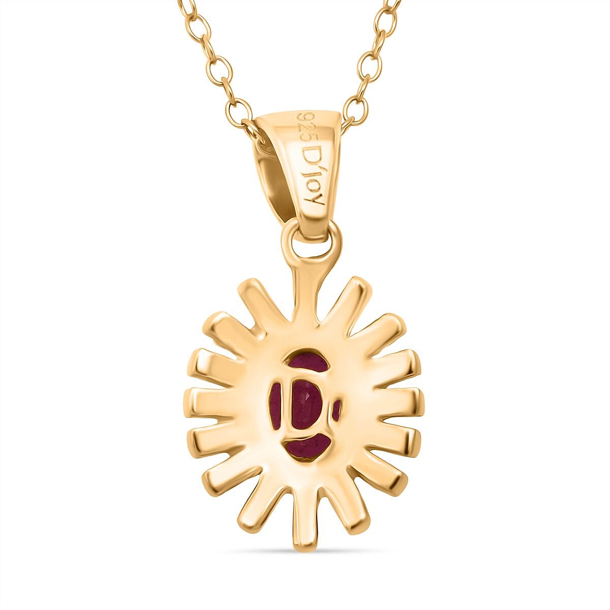 D'Joy African Ruby Pendant with Chain (Size 20) in Yellow Gold Plated Sterling Silver 1.05 Ct.