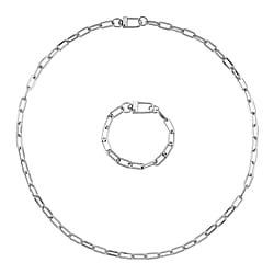 2 Piece Set - Chain Link Necklace (Size 30) & Bracelet (Size 8)