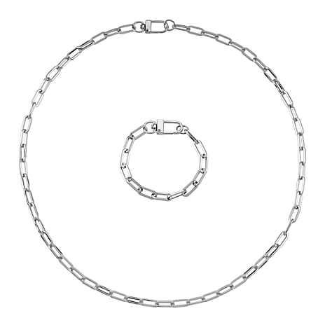 2 Piece Set -  Chain Link Necklace (Size 30) & Bracelet (Size 8)